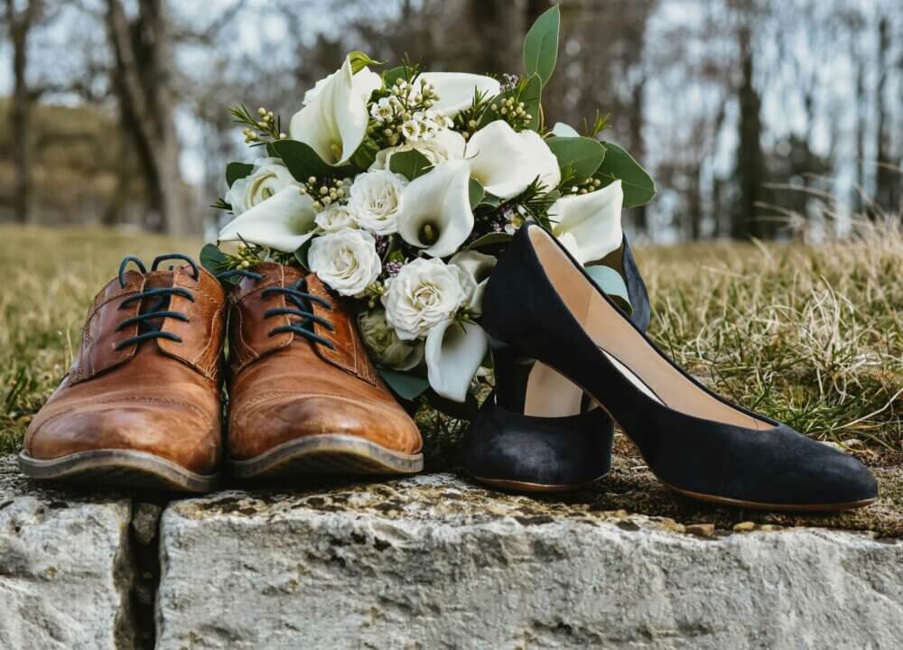 Fotografie, Hochzeitsfotografie, Schuhe, Brautstrauß