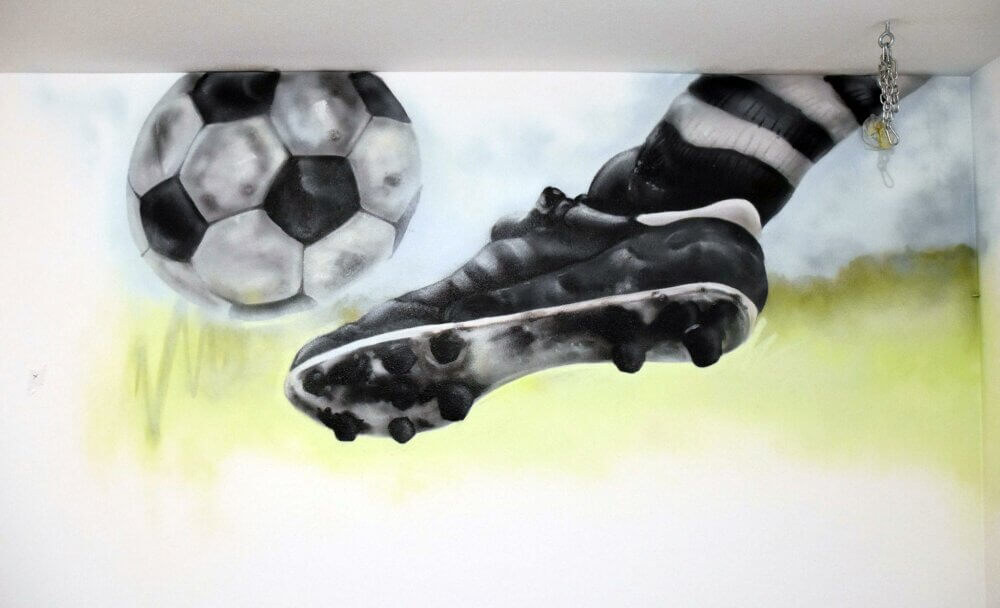 Graffiti, Graffitiauftrag, Partykeller, Fußball