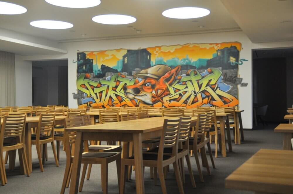 Graffiti, Auftragsgraffiti, Landratsamt, Augsburg, Fuchsbau, Wesk, DX