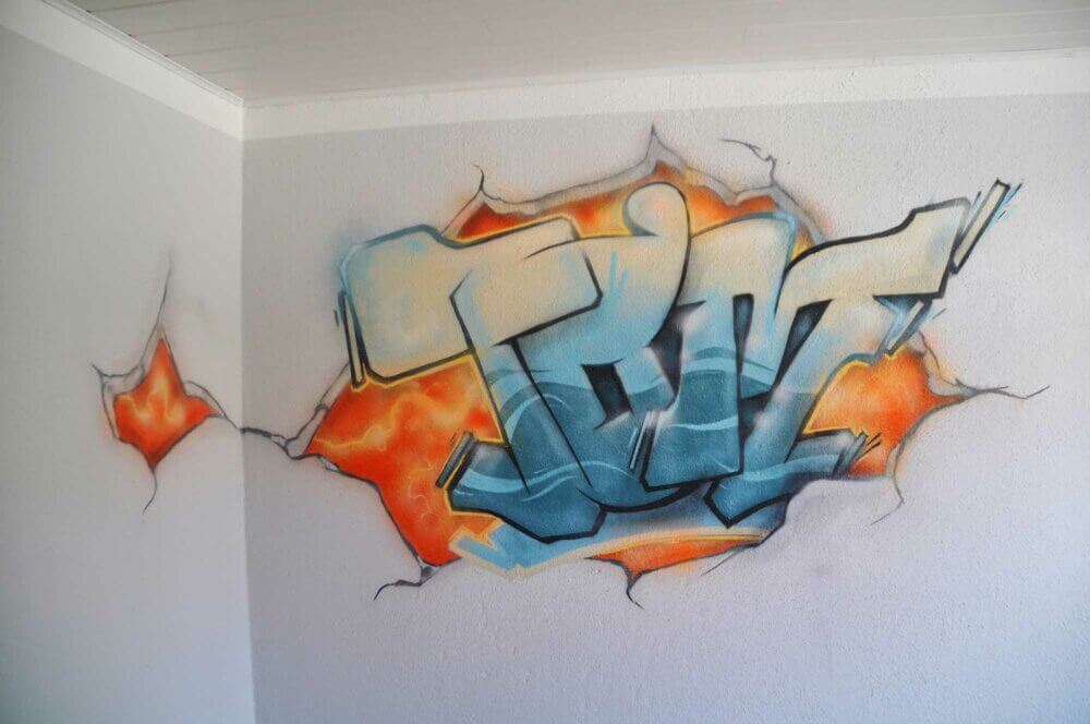 Graffiti, Kinderzimmer, Tom, Auftragsgraffiti, Gold und Staub